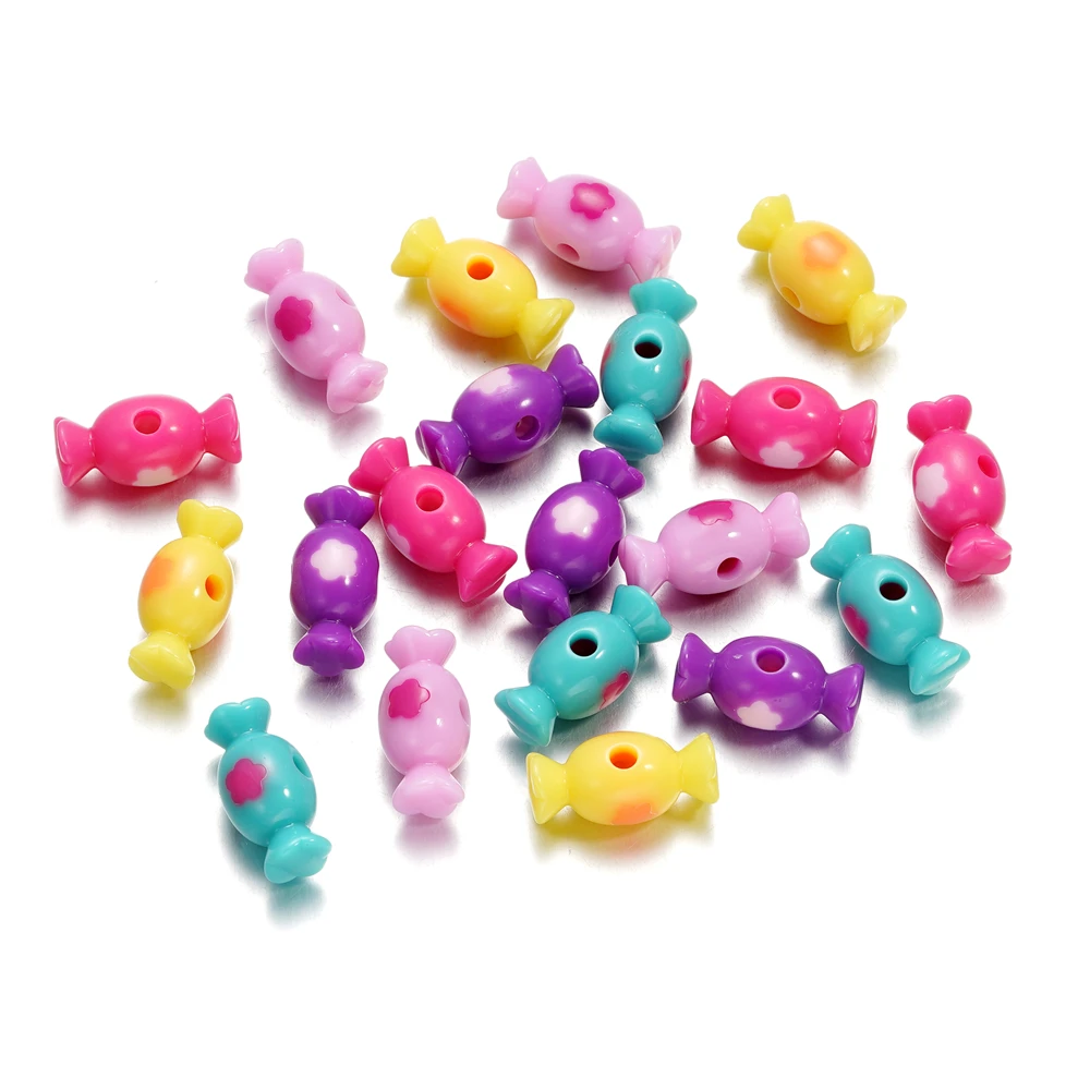 

10pcs/bag Colorful Candy Shape Plastics Beads Pendants Bracelet Charm Beading For DIY Jewelry Making Findings Accessories