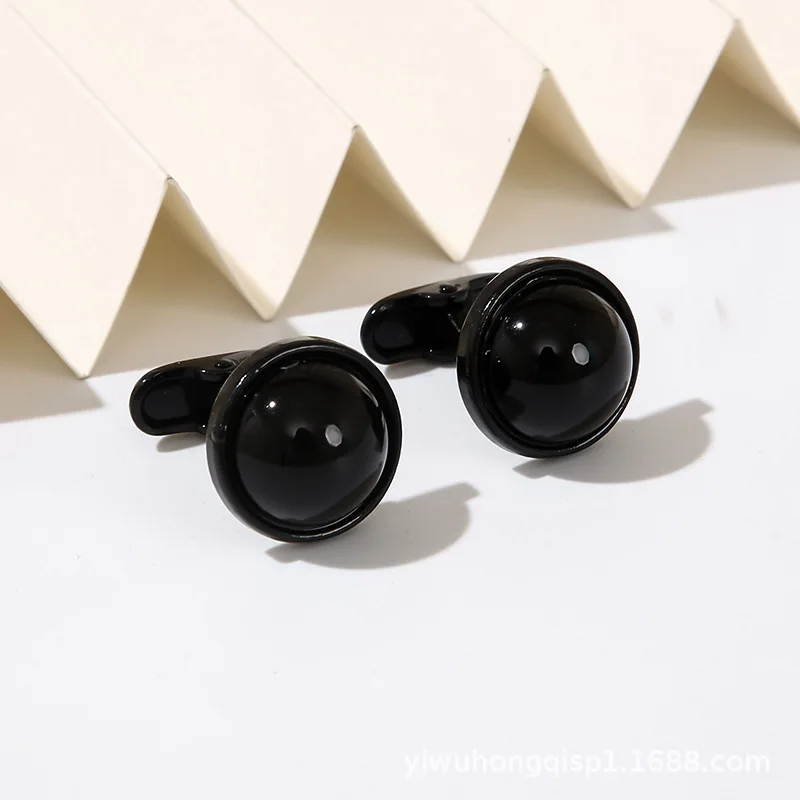 

New 2023 Cufflinks Fashion Zircon Set Black Crystal French Cufflinks