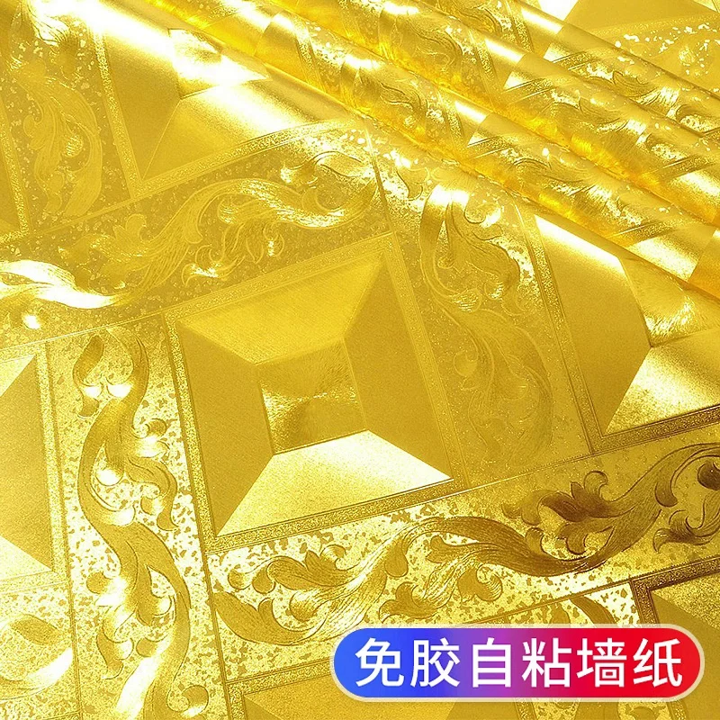 

Самоклеящиеся геометрические решетчатые обои, утолщенные потолочные обои, фольга золотого цвета, фоновая декорация для телевизора, гостиной, бара, роскошная бумага для стен