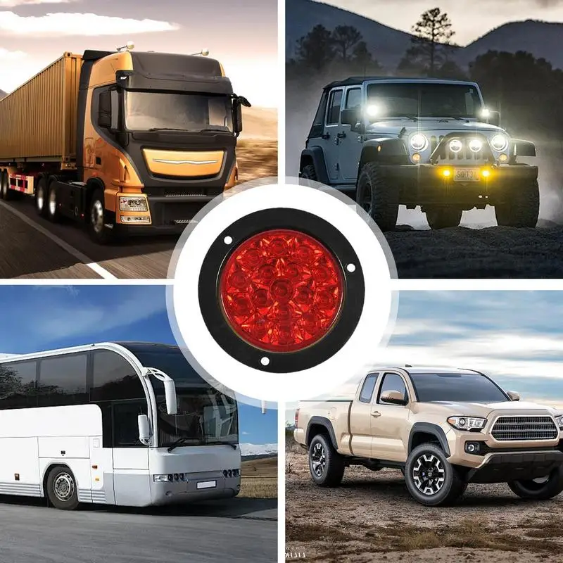 Задние фонари для прицепа Водонепроницаемые 4-дюймовые круглые красные янтарные