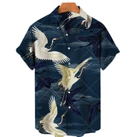 2022 summer shirt short sleeve shirt streetwear oversized 5xl camisa social chemise homme animal crane 3d print beach hawaiian