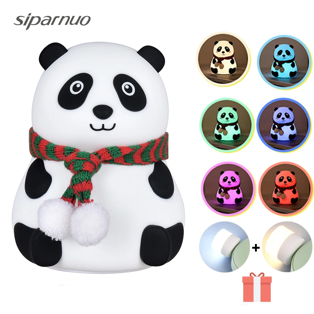 Led Cute Cartoon Panda Silicone Lamp USB Rechargeable Touch Sensor Colorful Silicone Lamp Bedroom Bedside Lamp for Kids Children