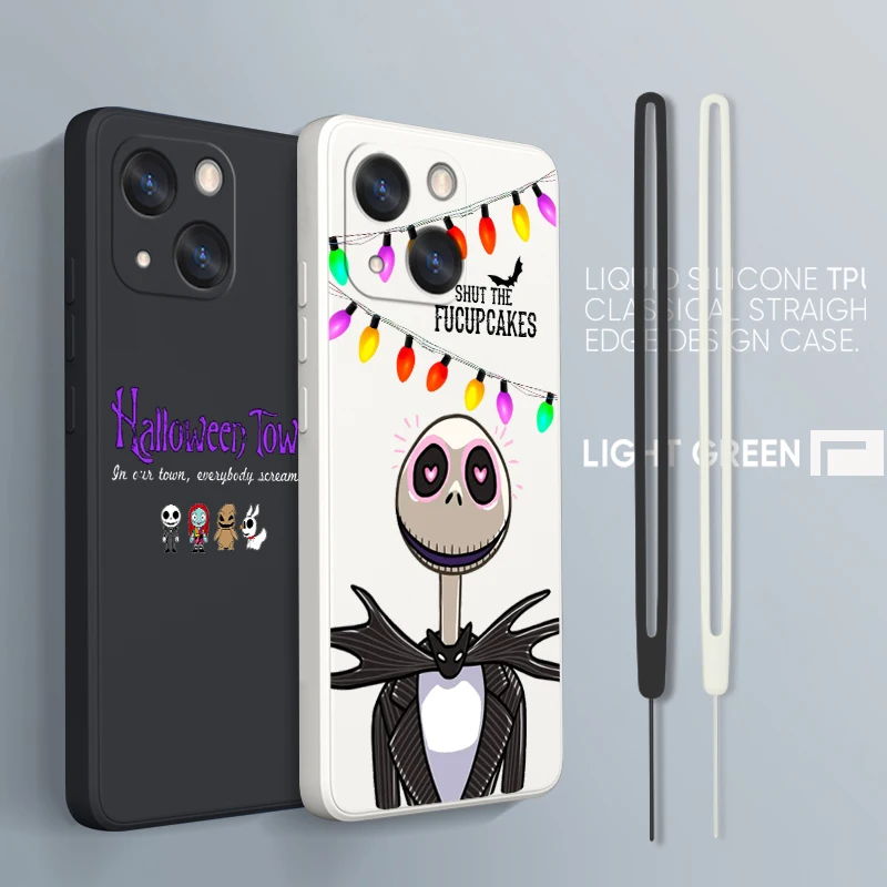 

Disney Nightmare Before Christmas Phone Case For iPhone 14 13 12 mini 11 Pro Max 8 7 Plus XR XS X Liquid Rope Funda Cover