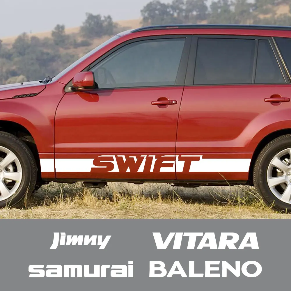 

Новинка виниловая дверная боковая юбка автомобильные полосы наклейка для Suzuki Swift Jimny Baleno Grand Vitara Alto Ignis SX4 Samurai автомобильные аксессуары