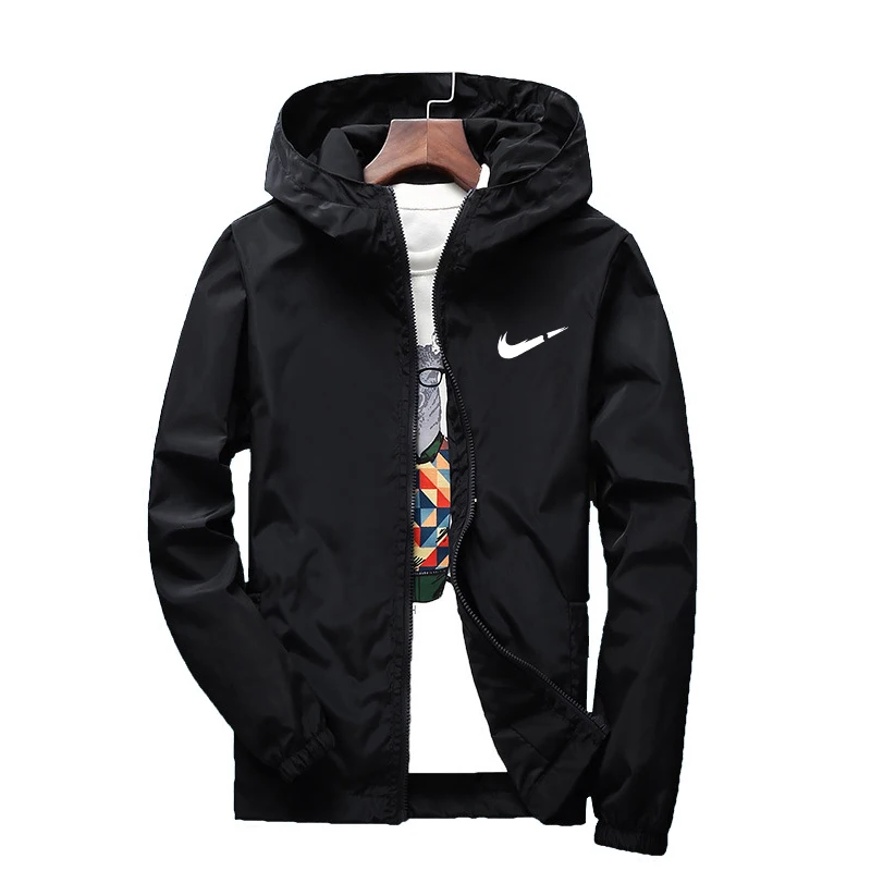 

Мужская куртка-бомбер в уличном стиле 2022, мужская Тонкая куртка с капюшоном, повседневный свободный Тренч с принтом, мужская спортивная кур...