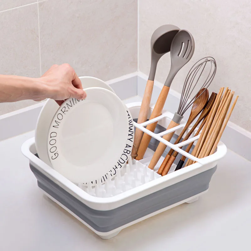 

Foldable Dish Rack Kitchen Storage Holder Drainer Bowl Tableware Plate Portable Drying Rack Home Shelf Dinnerware Organizer