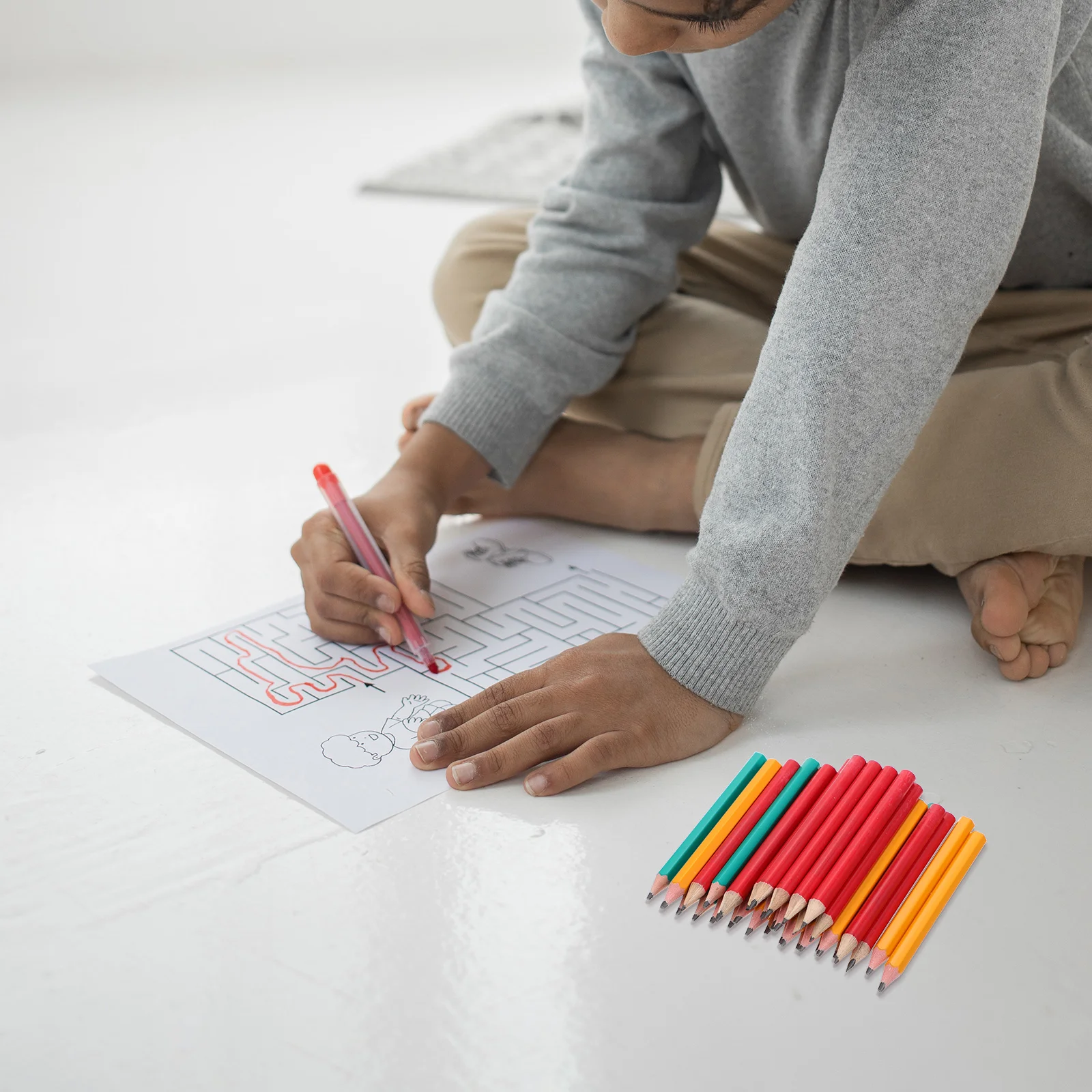 

For Kids Mini Bulk Short Half Colored Eraserpocket Woodsmall Easy Grip Portable Writing Compass Painting School