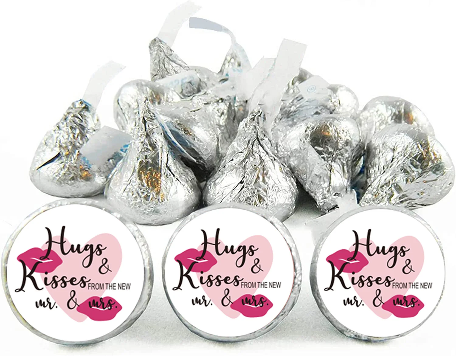 

120Pcs Hugs and Kisses from The New Mr and Mrs Stickers 2inches Wedding Stickers Chocolate Label for Weddings Bridal Showers