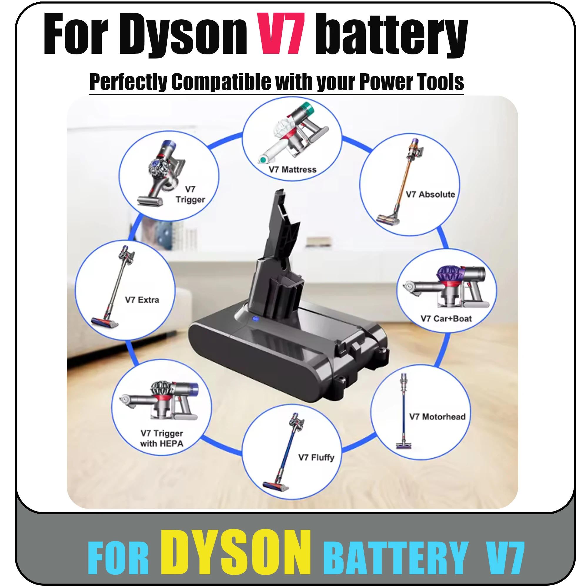 Новый аккумулятор для Dyson V7, 21,6 В, 6800 мАч88000 мАч, литиевый аккумулятор FLUFFY V7 Animal V7 Pro 225403 229687, инструменты (art.: 3920d430180bc) - 3920d430180bc