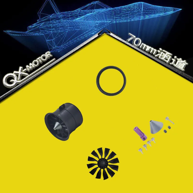 70mm 12 Blades Ducted Fan EDF Unit CW CCW With 6S QF3027 2200KV Brushless Motor and 100A ESC For RC AIRPLANE DRONE |