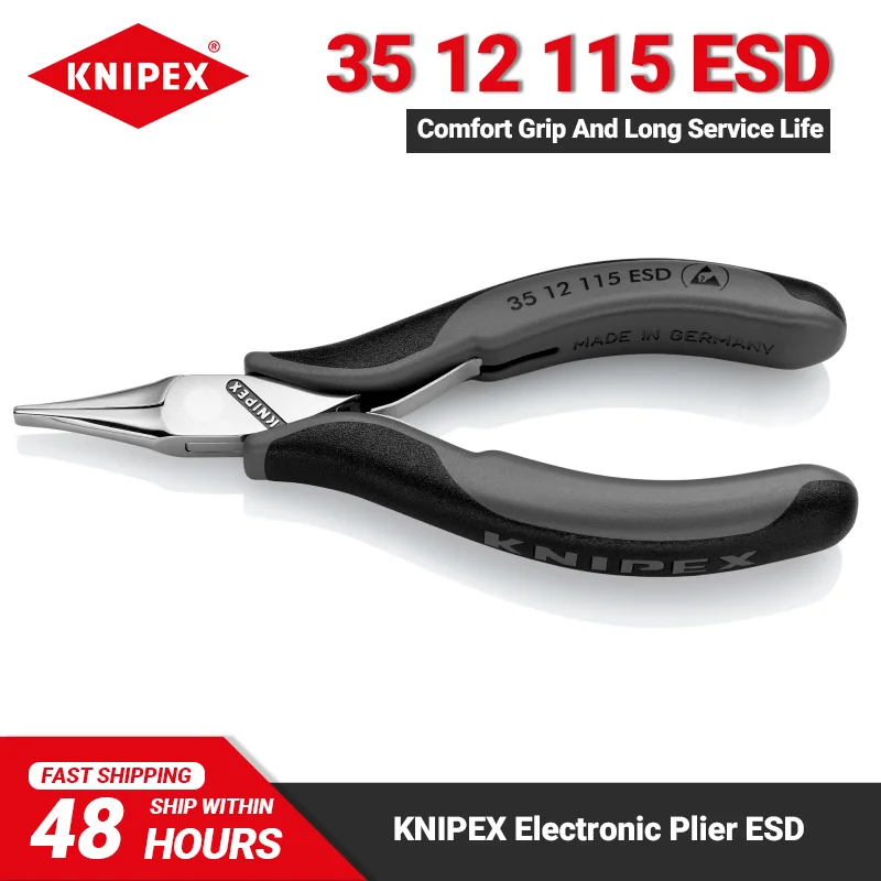 Электронные плоскогубцы KNIPEX 35 12 115 ESD длиной мм с широкими зажимами и