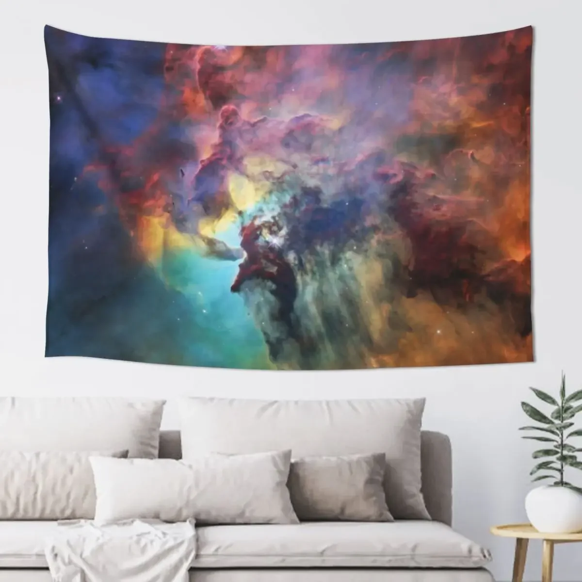 Лагуна Туманность Месжир 8 M8 Межзвездное облако Пастельный розовый бирюзовый и