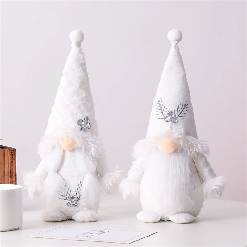 

Christmas Gnomes White Plush Santa Faceless Doll Dwarf Elf Xmas Tree Decoration Home Table Ornament 2024 New Year Party Gift