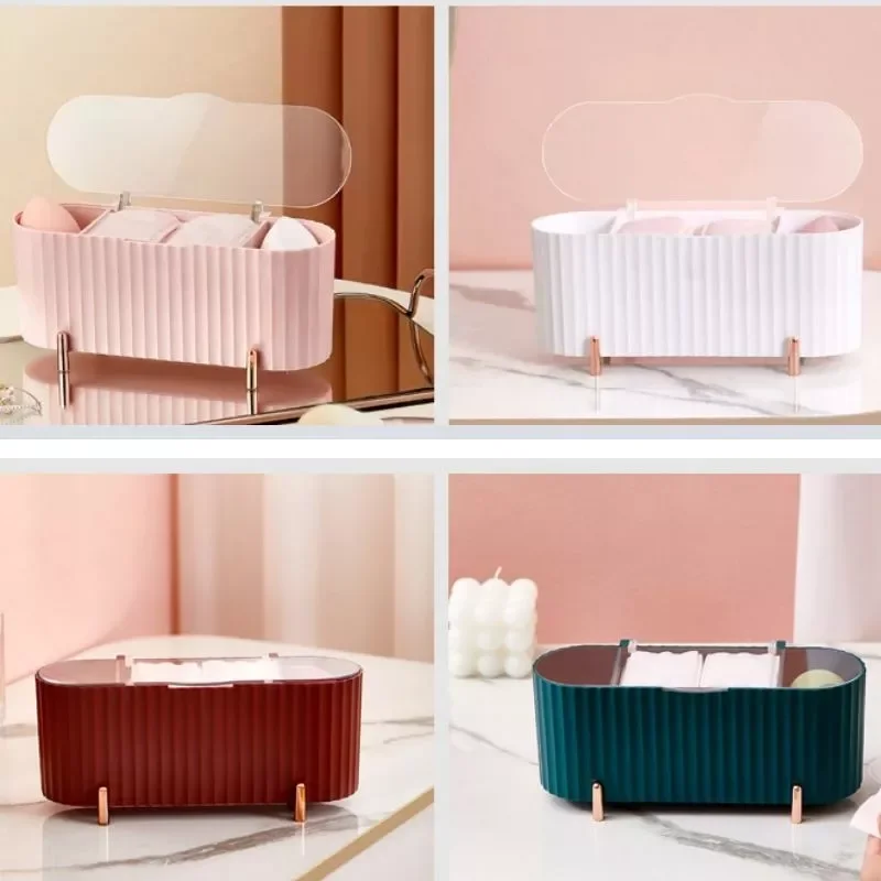 

2023 New Cotton Swab Makeup Box Desktop Make Up Container with Transparent Lid Organizer Storage Box for Cotton Swab/Cotton Pads