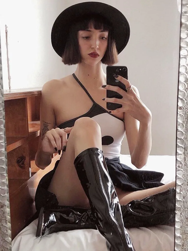 Женское боди на бретельках-спагетти с принтом |