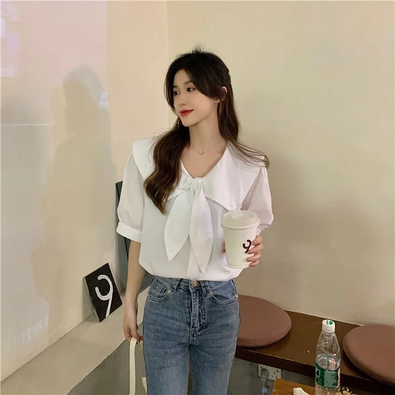 Рубашки женские с матросским воротником кавайная элегантная Стильная