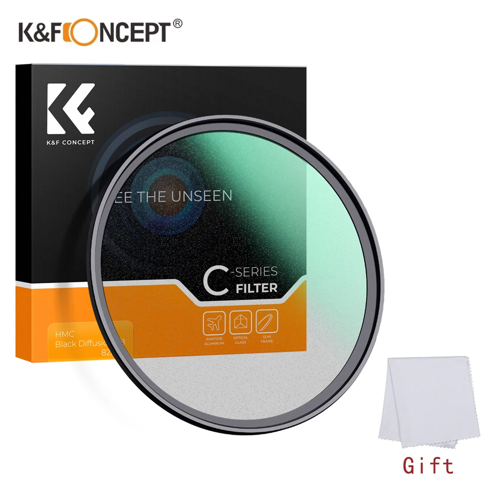 

K&F Concept C-Series Black Mist Diffusion 1/8 Filter 49mm-82mm Ultrathin With Scratch Resistant Coated For Cameras Lens