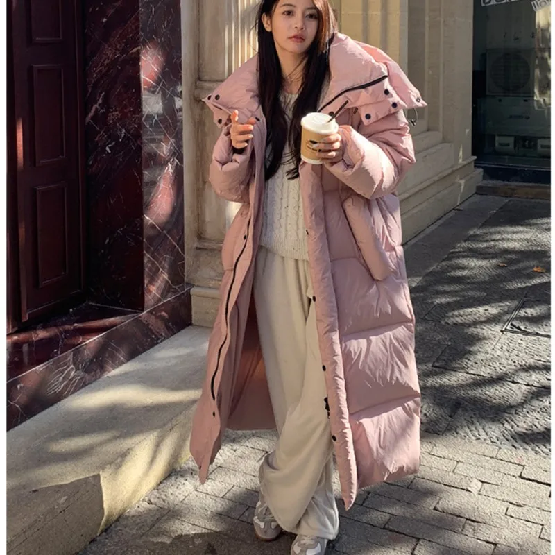 Johnature Winter New Hooded White Duck Down Long Warm Jacket 2024 Xin Korean Loose Thicken Women Coats