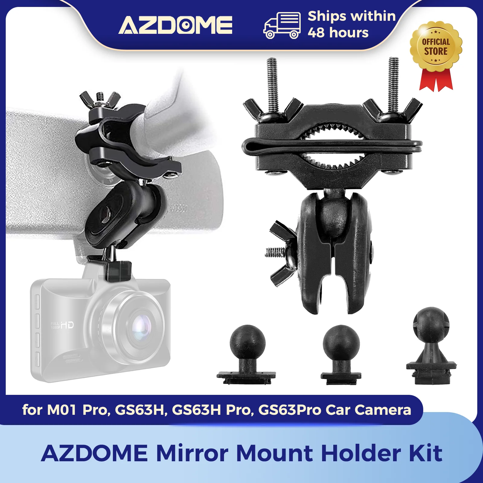 

AZDOME Комплект держателей зеркала для видеорегистратора MMH01, крепление для видеокамеры AZDOME GS63H, GS63H Pro, GS63Pro, M01 Pro