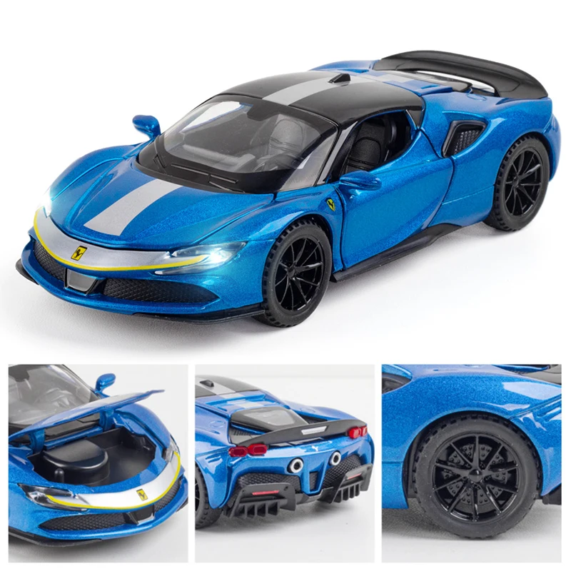 

Die-Cast Vehicles 1:32 for Ferrari SF90 Model Toy Sound & Light 4 Door Open Big Gift for kids
