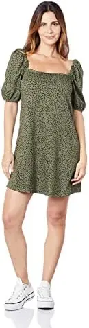 

casual Vestido curto, Feminino, , verde militar, XG, , Feminino