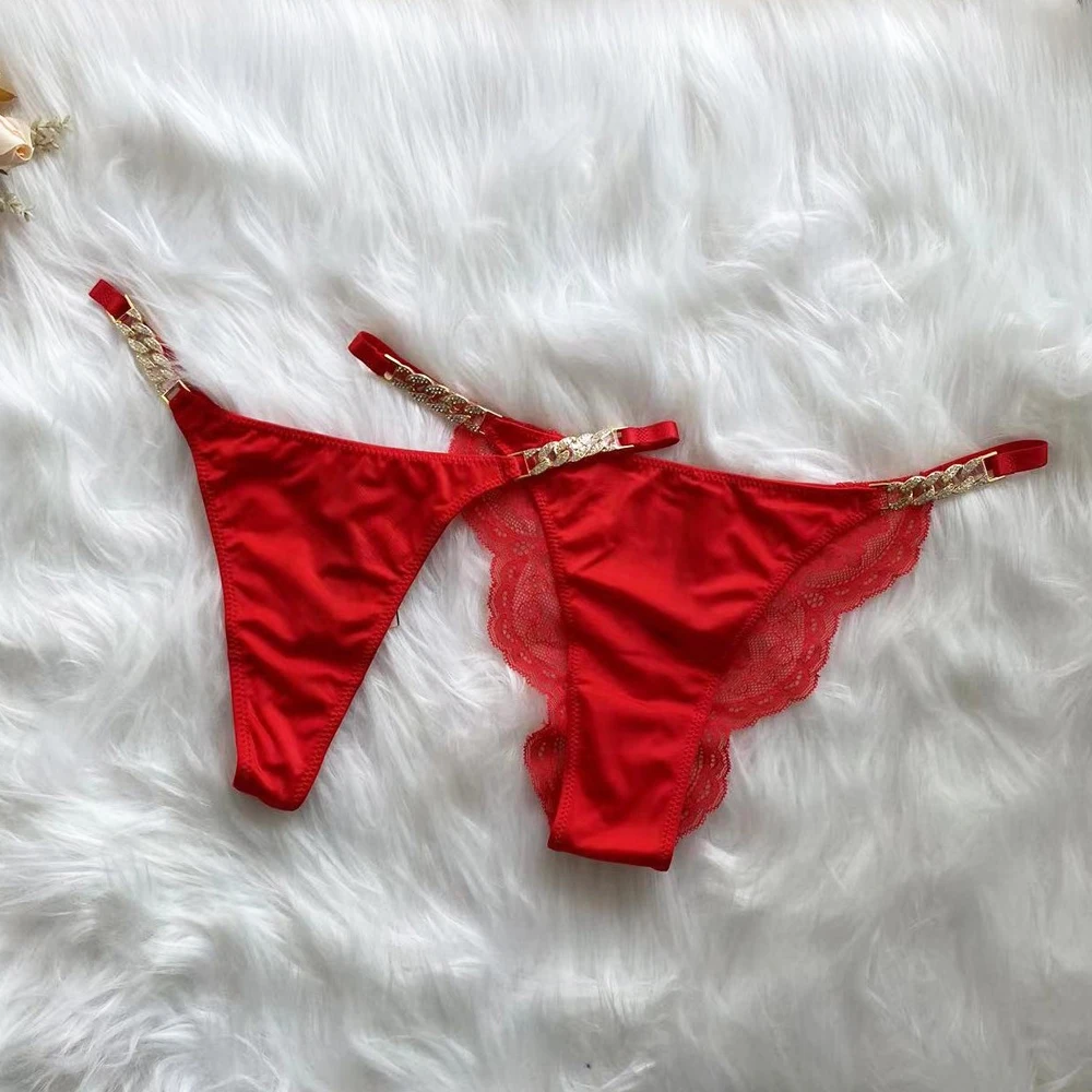 New women's underwear thong two pieces sexy low waist rhinestone women's thong women's underwear free shipping