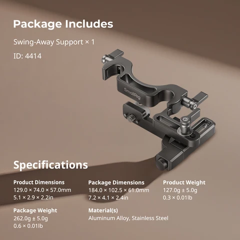 SmallRig Swing-Away 4414 алюминиевая опора для матовой коробки