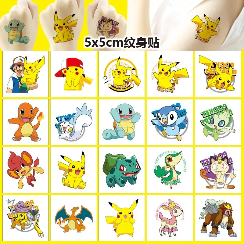 

New 20pcs Pokemon Tattoo Stickers Waterproof Cute Pikachu Sticker Funny Cartoon Kids Girls Christmas Birthday Gift Reward Toy