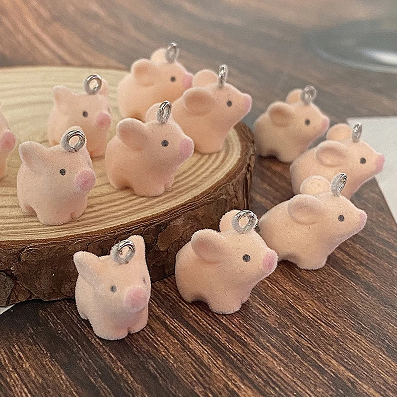 Фото 1 шт. 3D мини флокирование розовая свинья смоляные подвески оптом Kawaii кулон в виде животного для серег брелок Diy ювелирные изделия сделать аксессуары №1
