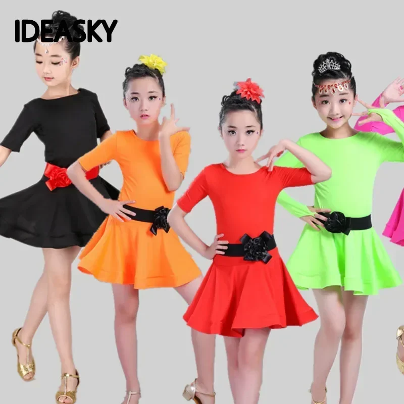 Платье Для Латинских Танцев Девочек Спандекс Нейлон Смесь Румбы Самбы Ча-ча