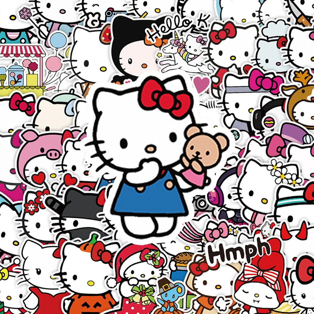 10/30/50 шт. кавайные аниме наклейки Hello Kitty милые детские с героями мультфильмов Sanrio