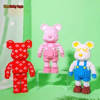 new color red love violent bear series assemble building block toy model bricks set antistress toys for girlfriend kids gift