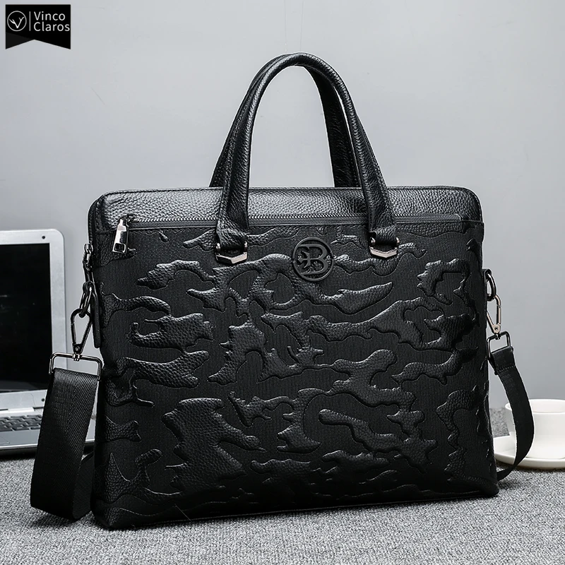 

Сумка-портфель VC мужская из натуральной кожи, роскошный брендовый дизайнерский саквояж на плечо, деловая Сумочка для ноутбука 15 дюймов