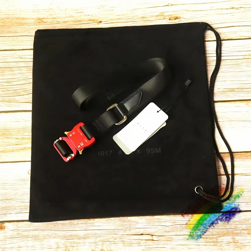 

Ремень с Красной металлической пряжкой для мужчин и женщин, ремень 1017 ALYX 9SM с жаккардовым логотипом ALYX Rollercoaster, кожаный патч, лучшее качество