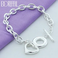doteffil 925 sterling silver heart pendant bracelet ot buckle for woman charm wedding engagement fashion jewelry