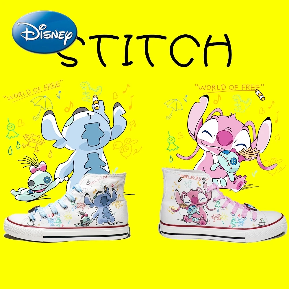

Disney Limited Edition Lilo & AMP; Stitch hand-painted man and woman couples with high and low canvas shoes