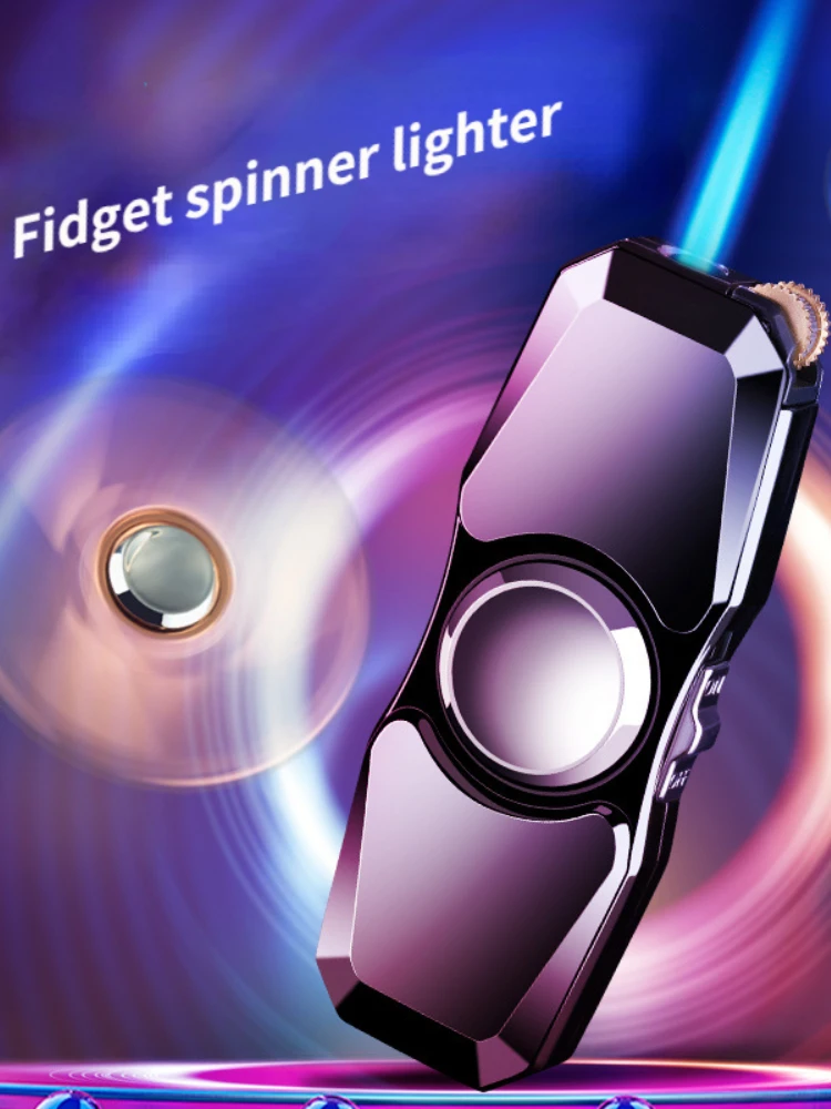 

Creative straight fidget spinner inflatable lighter personality man spinning gyro lighter Windproof lighter unusual gift
