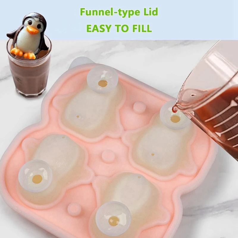 Форма для ледяных кубиков в виде пингвина поднос веселых форм 4 симпатичных