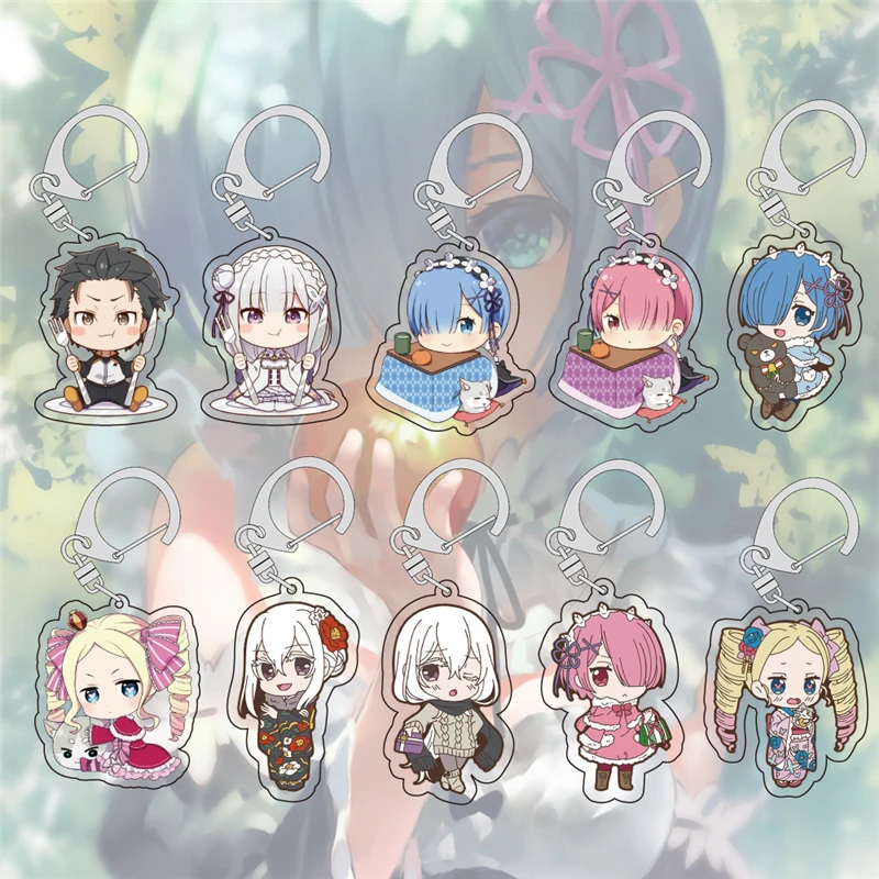 

Re:Life in a different world from zero Anime llaveros Keychain Cute Cartoon Girl Key Ring Bag Pendant Jewelry Accessories