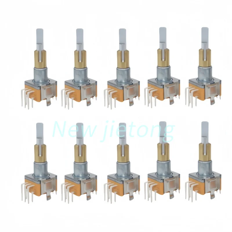 

1/5/10 шт. EC11 энкодер с двумя валами EC110701N2B с кнопочным переключателем, 30 позиций, 15 импульсов, 8 контактов, 25 мм, полувал