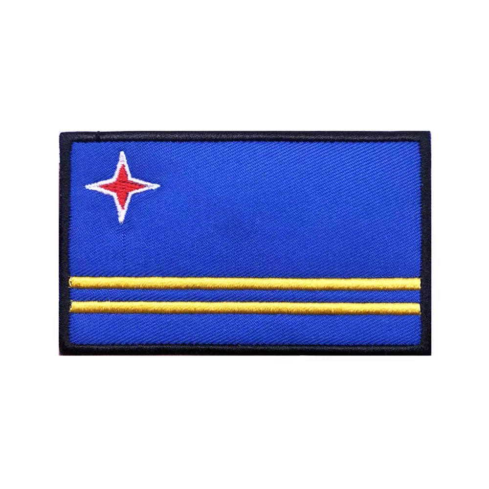 

Нашивки с изображением флага Арубы, повязка на руку, вышитая нашивка на липучке, термоклейкая вышивка, бархатный значок, военная полоса