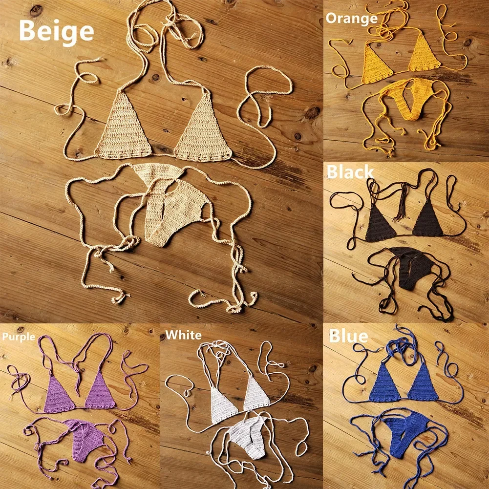 Женский сексуальный комплект бикини крючком пляжный купальник без косточек 2