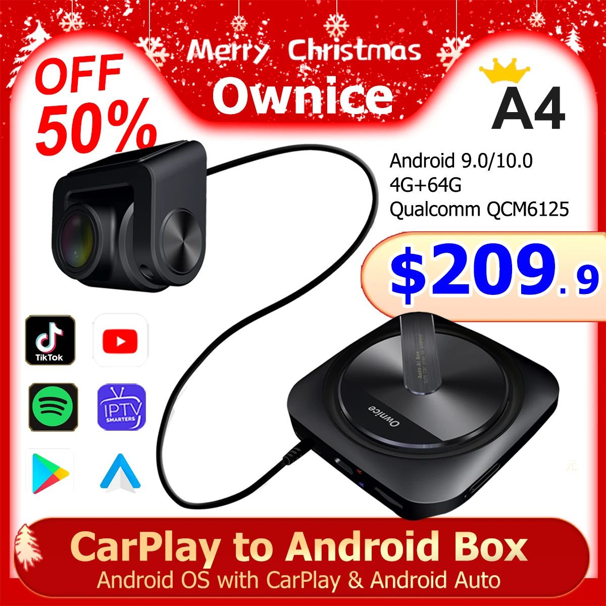 

Carplay Auto Ai Box Android 11 Беспроводной USB-ключ Qualcomm DVR 1080P Автомобильный видеорегистратор для netflix youtube iphone Spotify