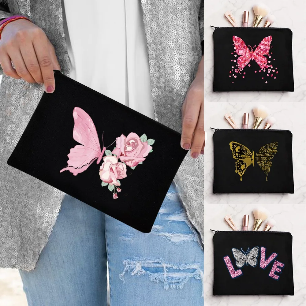 

Make Up Bag Portable Travel Cosmetic Wash Bag Zipper Pouches Toiletries Organizer Pencil Bag Wallet Pouch Butterfly Print