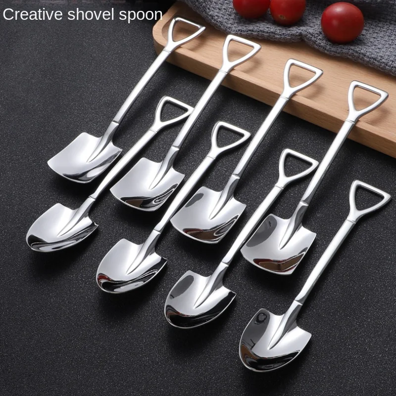 

304 Stainless Steel Spade Spoon Retro Kitchen Tableware Watermelon Ice Cream Honey Creative Personality Spoon As A Gift