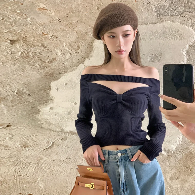 

Женский трикотажный свитер в стиле ретро, с круглым вырезом