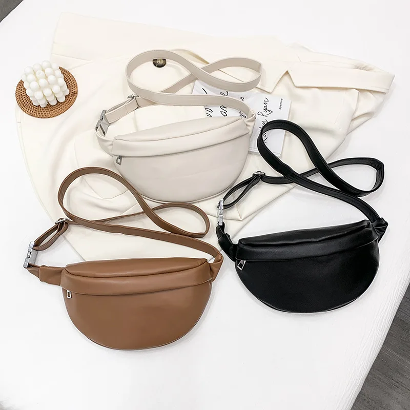 

Casual Solid Color Waist Bag Women Chest Bag Shoulder Bags Female PU Leather Belt Bags Female Bolso Fanny Pack Designer Bag