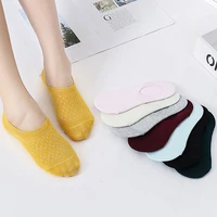 5 pairs womens silicone anti slip invisible socks summer cotton ankle socks candy solid color boat socks womens slippers socks