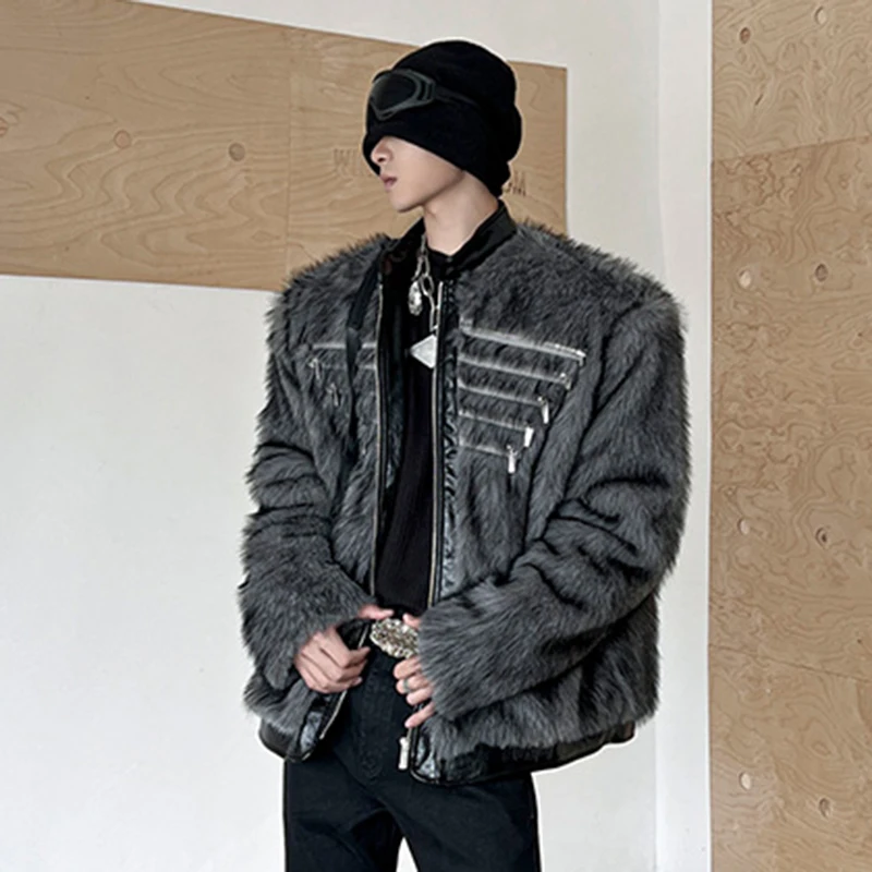 FEWQ мужские куртки нишевая молния дизайн одежда зимняя искусственная кожа