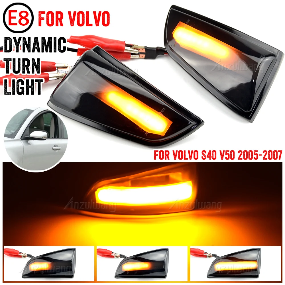 

For Volvo S40 V50 2005-2007 LED Dynamic Turn Signal Light Side Mirror Sequential Lamp Blinker Indicator